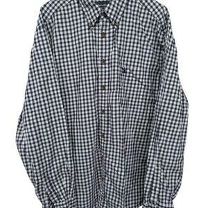 Eddie Bauer Mens XL Tall plaid button down shirt black/ white